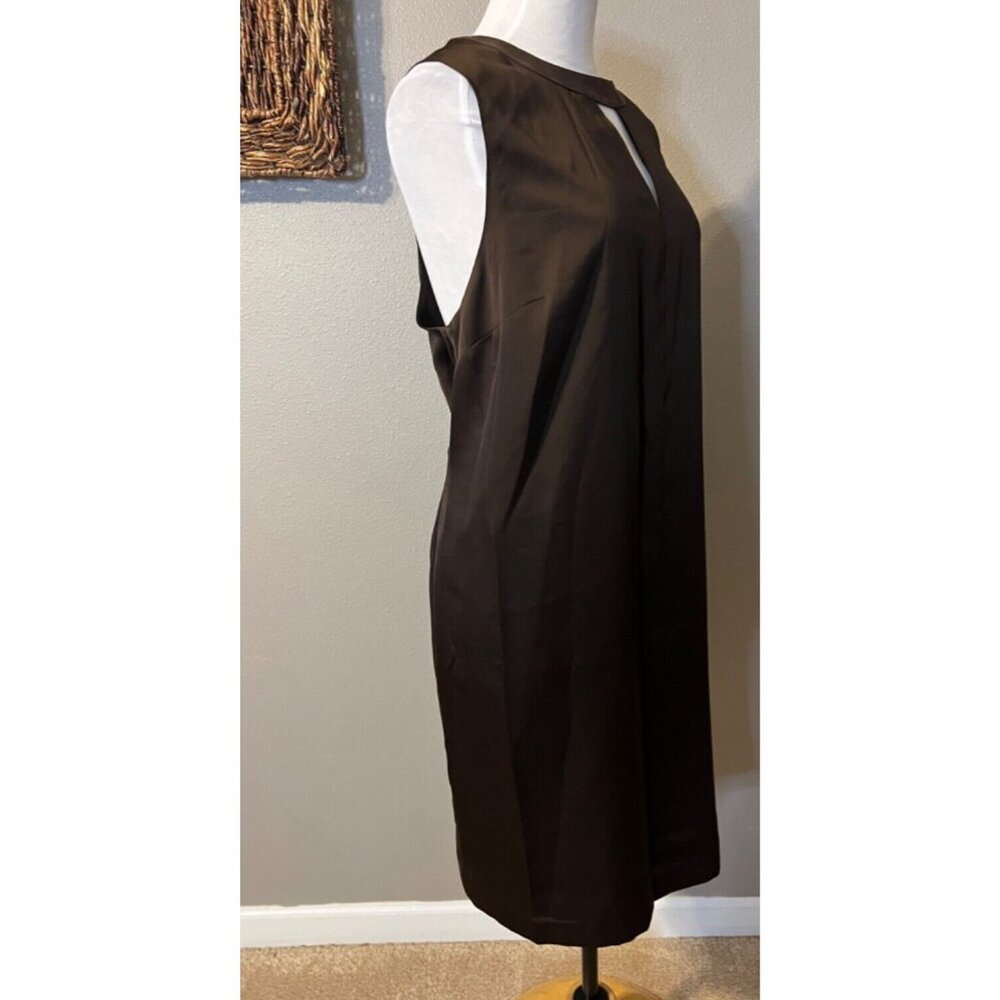 Ralph Lauren Dress 18W 18 W Brown Silky Suede Trim Sheath Career Party NWT - Picture 6 of 11
